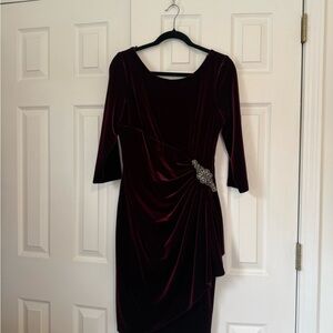 Elegant Burgundy Velvet Dress